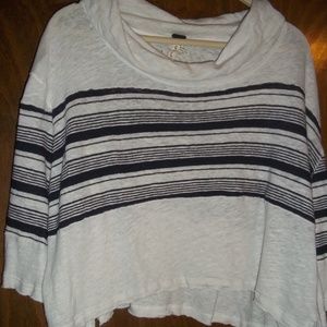 We the Free striped cowl neck raw edge crop top